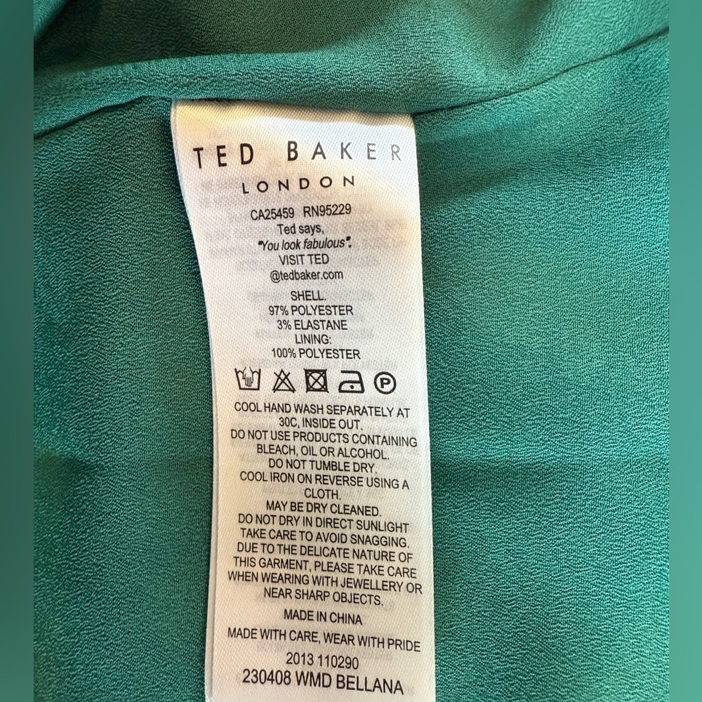 Ted Baker London SIZE 0 Green Leopard Print Cap Sleeve Crew Neck Midi Dress - Picture 10 of 10